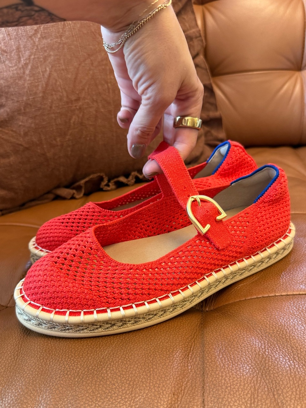 Rothy's The Mary Jane Espadrilles with Gold Buckle Size 7.5 NEW